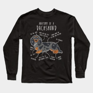 Blue Dapple Longhaired Dachshund Dog Anatomy Long Sleeve T-Shirt